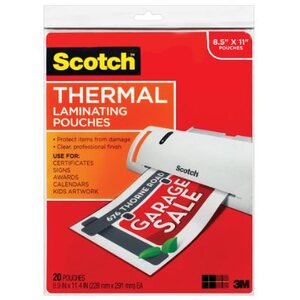 3m TP3854-20 Scotch Thermal Laminating Pouches - Sheet Size Supported: