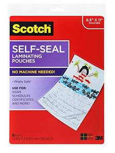 3m LS854-10G Self-sealing Laminating Pouches, Letter