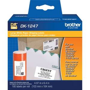 Brother DK-1247 Shipping Label - White - Paper - 180  Roll - 180  Roll