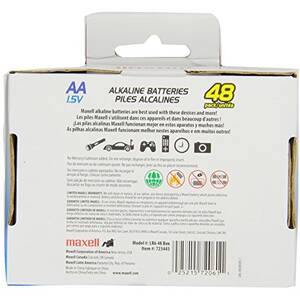 Maxell 723443 Alkaline Batteries, Lr6, Aa Cell, 48pk Box