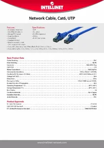 Intellinet 342599 7 Ft Blue Cat6 Snagless Patch Cable