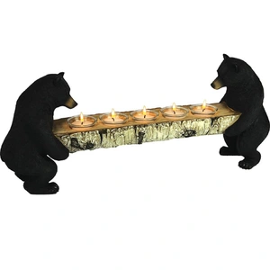 Rivers 698 Bears Holding Log With Votive Candleholders
