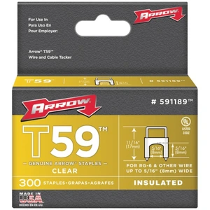 Arrow 591189 (r)  Clear T59 Insulated Staples For Rg59 Quad  Rg6, 516 