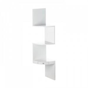 Accent 10017992 White Corner Triple Shelves With Drawer