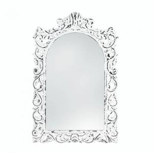 Accent 10018066 Distressed White Ornate Wall Mirror