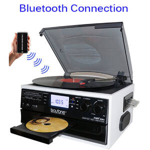 Boytone BT-22WT Bt-22wt, Bluetooth Record Player Turntable, Amfm Radio