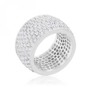 Icon J11950 Wide Pave Cubic Zirconia Silvertone Band Ring (size: 07) R