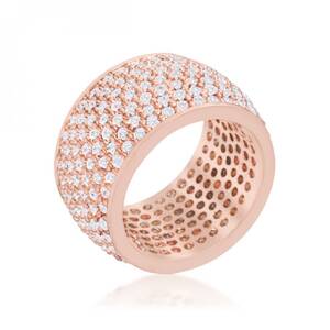 Icon J11956 Wide Pave Cubic Zirconia Rose Gold Band Ring (size: 06) R0