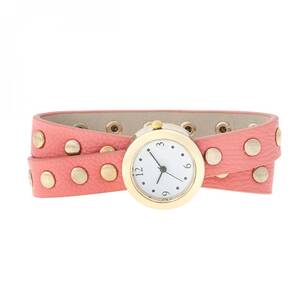 Icon J5207 Pink Round Studded Wrap Watch Co-cpwh1003-pink