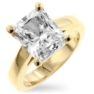 Icon J6396 Cubic Zirconia Radiant Solitaire Ring (size: 09) R07395g-c0