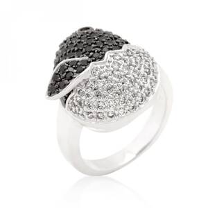 Icon J9195 Black And White Cubic Zirconia Baby Chick Ring (size: 06) R