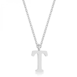 Icon J11797 Elaina Rhodium Stainless Steel T Initial Necklace P11456r-