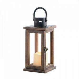 Gallery 10018312 Lodge Wooden Lantern With Led Candle