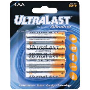 Ultralast ULA4AA (r)   Aa Alkaline Batteries, 4 Pk