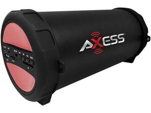 Axess SPBT1041PK Portable Thunder Sonic Bluetooth Cyl Loud Speaker Bui