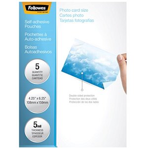 Fellowes 5220401 Pouch Photo Self Adhesive 5mil 5pk,dds Must Be Ordere