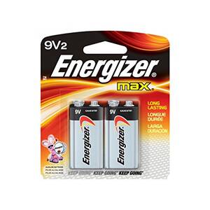 Energizer 522BP-2 Max Alkaline 9 Volt Batteries, 2 Pack - For Multipur