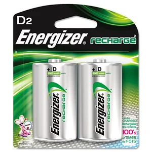 Energizer NH50BP-2 Recharge Universal Rechargeable D Batteries, 2 Pack