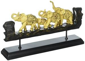 Accent 10016143 Elephant Family Carved Decor