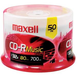 Maxell 625156 (r)  - Cdr80mu50pk 80-minute Music Cd-rs (50-ct Spindle)