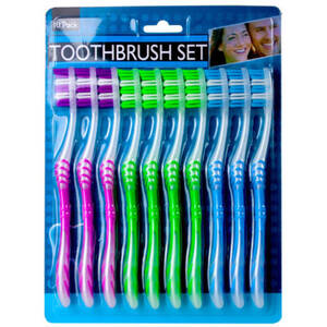 Bulk BI966 10 Pack Toothbrush Set