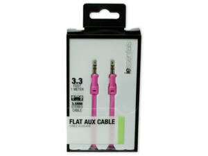 Bulk EN083 Iessentials Pink Flat Aux Cable 1 Meter