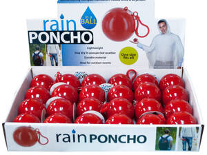 Bulk GR128 Rain Poncho In A Ball Countertop Display