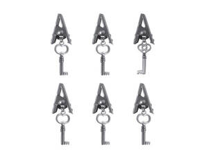 Bulk HH692 Antique Silver Craft Alligator Clips With Key Charms