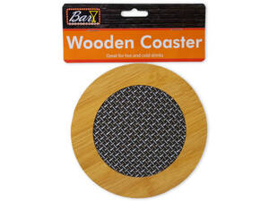 Bulk HR431 Round Wooden Coaster With Basket Weave Pattern