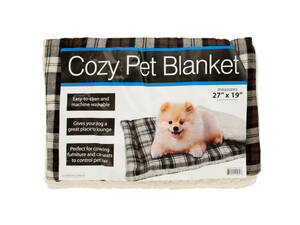 Bulk OF411 Cozy Plaid Pet Blanket With Fleece Padding