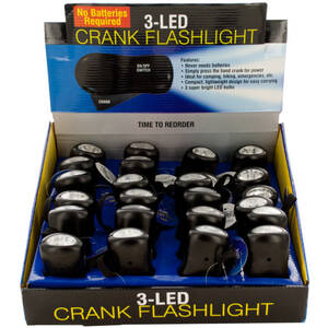 Bulk OL319 Led Crank Flashlight Countertop Display