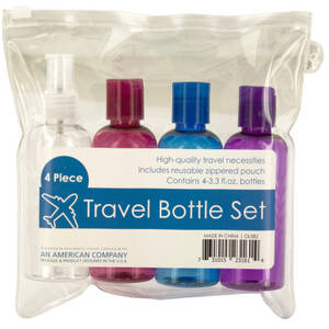 Bulk OL582 Travel Bottle Set In Zippered Pouch