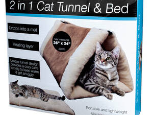 Bulk OL832 2 In 1 Cat Tunnel  Bed With Heating Layer