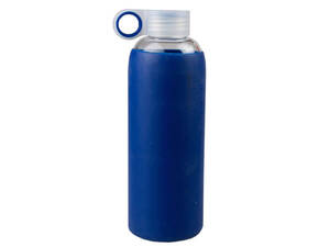 Bulk OT915 Navy Silicone Covered Glass Water Bottle