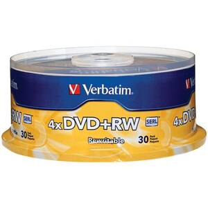 Verbatim 94834 Dvd+rw 4.7gb 4x With Branded Surface - 30pk Spindle - 4