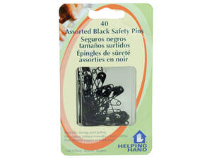 Bulk LL243 Helping Hands 40 Piece Black Saftey Pins