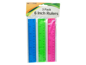 Bulk OP924 3 Pc 6quot; Plastic Colored Rulers