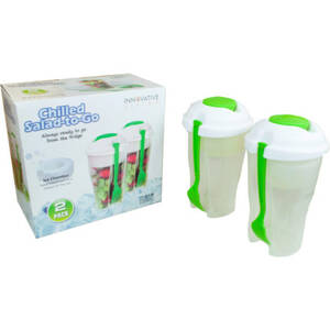 Bulk OG107 Green 2 Pack Salad Container Set With Ice Chamber