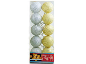 Bulk GE089 White And Beige Yarn Ball String Lights