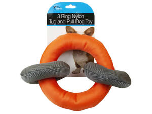 Bulk DI595 3 Ring Nylon Tug And Pull Dog Toy
