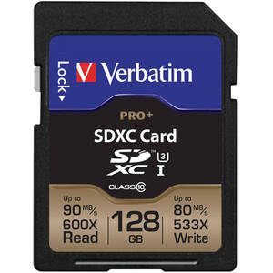 Verbatim 99141 Pro Plus 256gb 600x Class 10 Sdxc Uhs-i V30 U3 Memory C