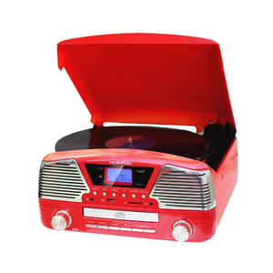 Techplay ODC35-RD 3 Speed Turntable, Programmable Mp3 Cd Player, Usbsd