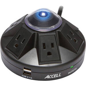 Accell D080B-015K Powramid Power Center And Usb Charging Station - 6 X