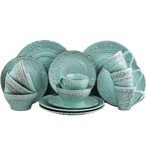 Elama EL-ELLE Elle 18 Piece Porcelain Dinnerware Set With 2 Large Serv