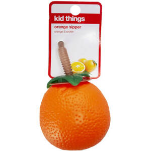 Bulk FD300 Orange Shaped Kids Juice Sipper Cup With Straw
