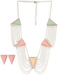 Breezy 10016112 Triangle Stone Necklace And Earrings Jewelry Set