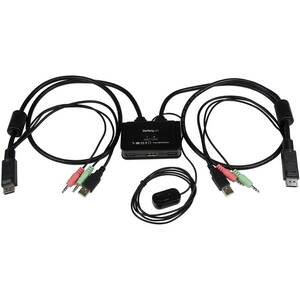 Startech TU4435 .com 2 Port Usb Displayport Cable Kvm Switch W- Audio 