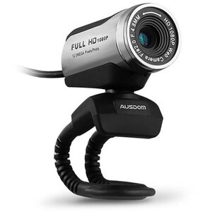 Ausdom AW615 1080p Hd Webcam Builtin Mic Grey Black