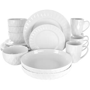 Elama EL-SIENNA Sienna 18 Piece Porcelain Dinnerware Set In White