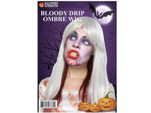 Bulk VR132 Bloody Drip Ombre Wig White  Red